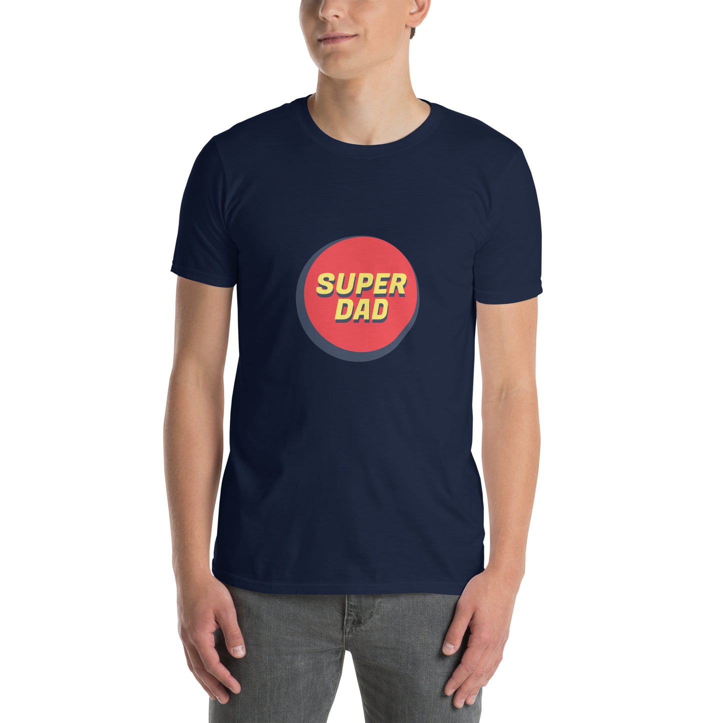 Vyras vilki marškinėlius su užrašu SUPER DAD